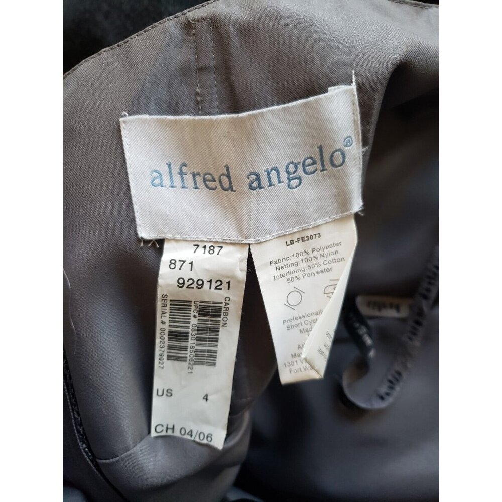 Alfred Angelo Womens 4 Bridesmaid Dress Prom Formal Strapless Shiny Gray Long - Picture 5 of 5